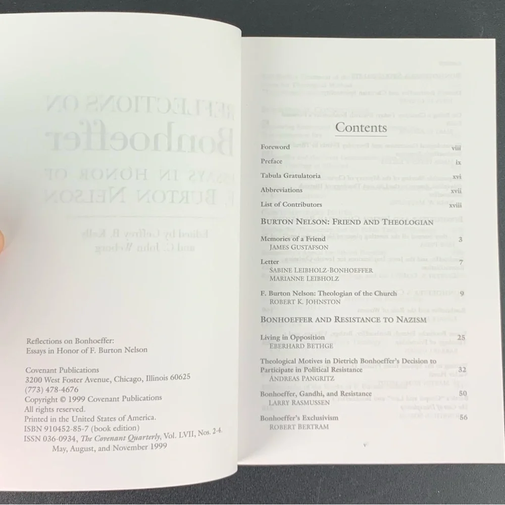 Reflections on Bonhoeffer: Essays in Honor of F. Burton Nelson. 1999.